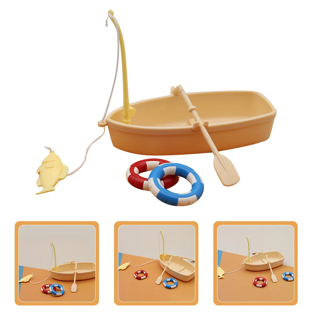 House Swimming Ring Baby Toys Tiny Fishing Boat Craft Mini Statue Kit Plastic Child Decor