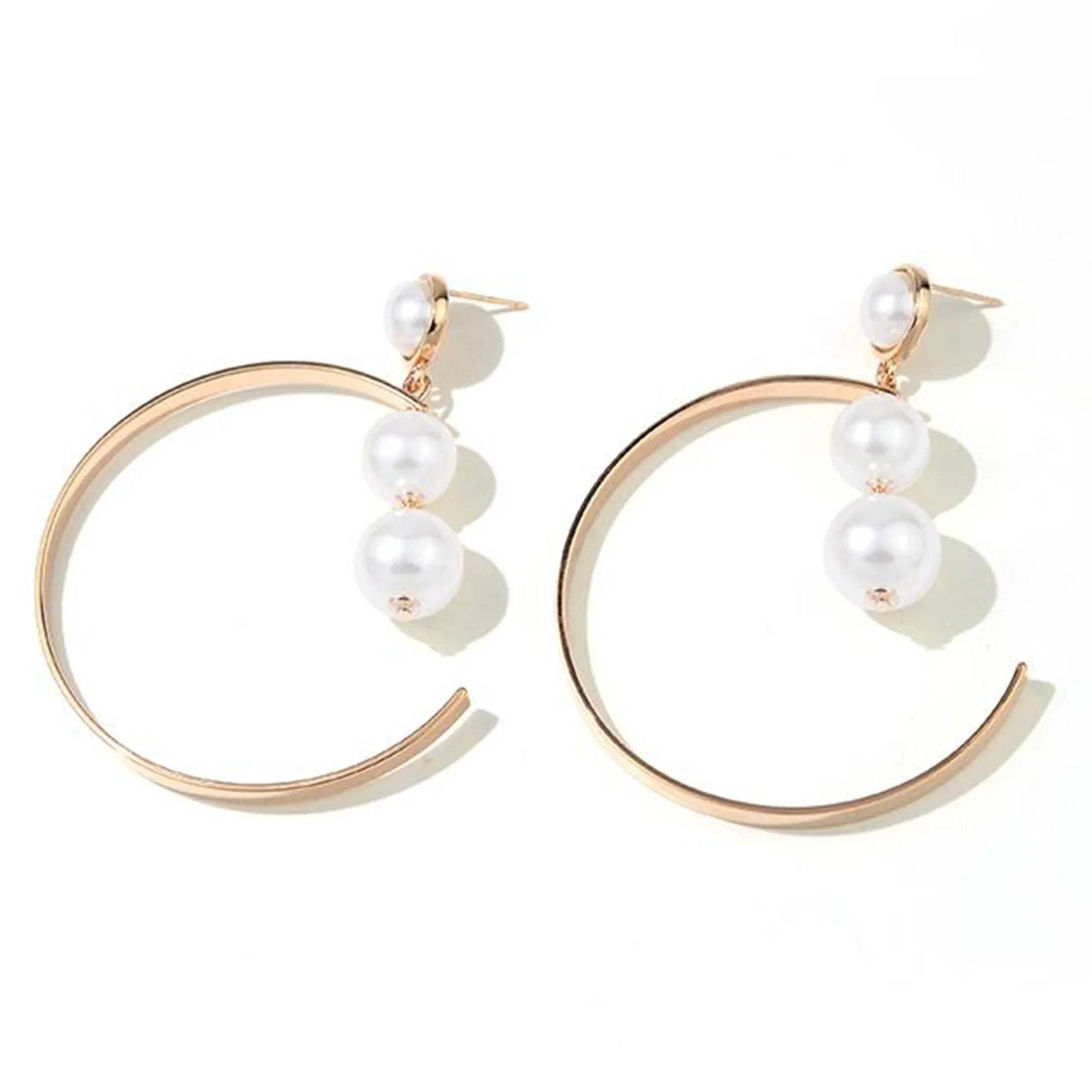 

Exaggerated Large Hoop Earrings 2024 Pearl Eardrop Fashion Earring Jewelry Party Wedding Gifts