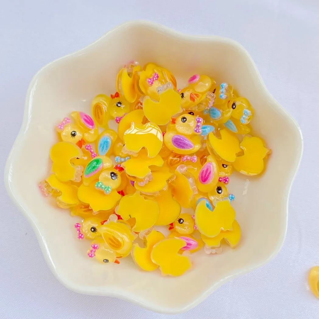50Pcs New Cute Resin Mini Cartoon Animal Duckling Series Flat Back Manicure Parts Embellishments For Hair Bows Accessories