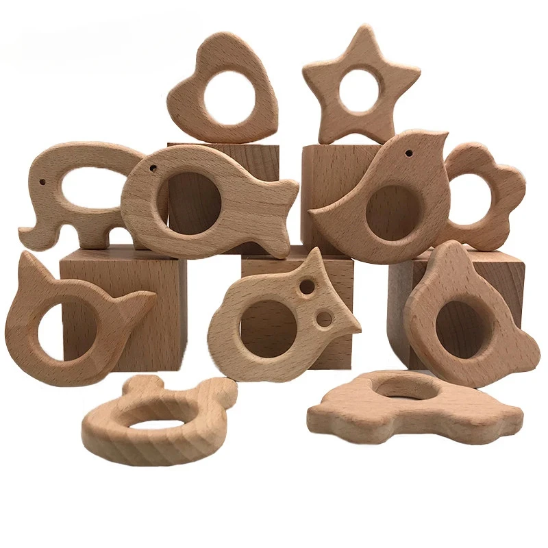 

ABCPICK Wooden Animal 11pc Organic Eco-friendly Infants Holder Gift DIY Pacifier Chain Jewelry Making Handmade Accessories