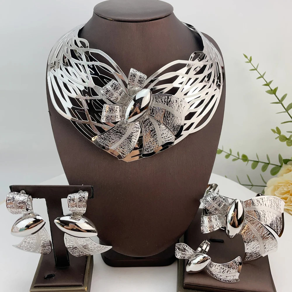 

Jewelry Sets For Women Bold Necklace Set Earrings Charm Bracelet Bridal Wedding Jewelry FHK23474