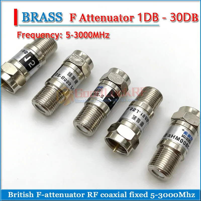 

75 ohm TV F attenuator F Male to F Female 5-3000MHz DC-3GHz stainless steel Straight RF attenuator 1/2/3/5/6/10/15/20/25/30DB