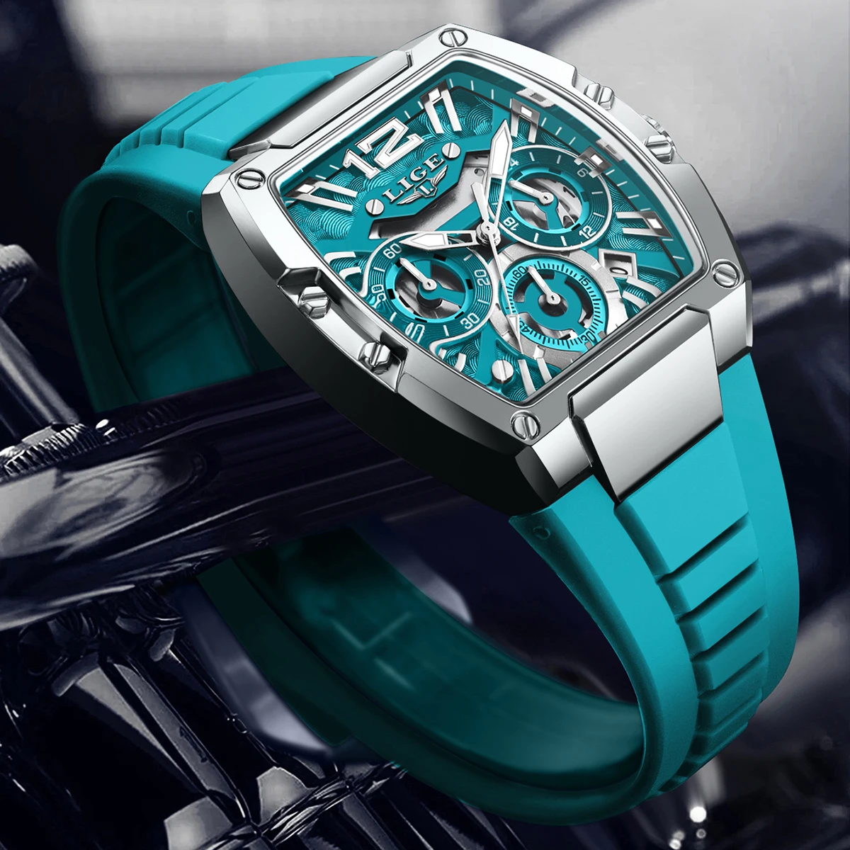 New LIGE Fashion Watch For Men Silicone Waterproof Luminous Men Watch Calendar Chronograph Wrist Quartz Watch For Halloween Gift
