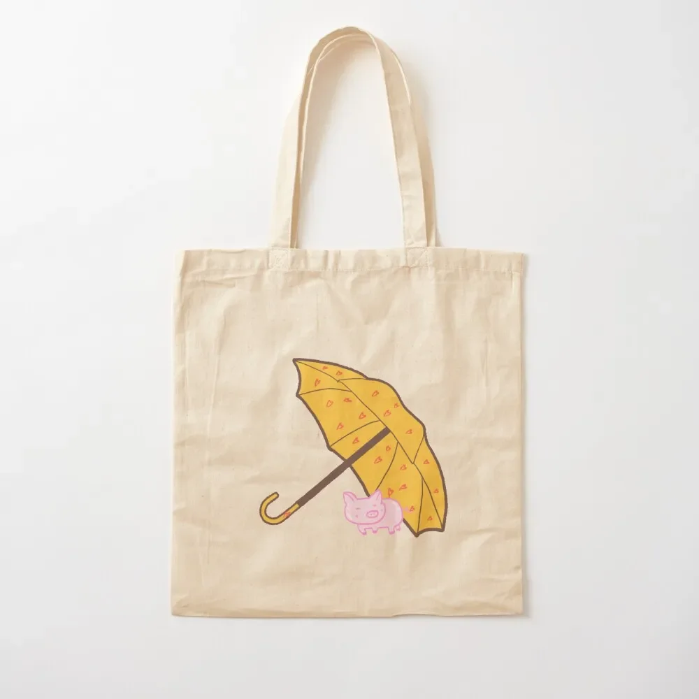 

Cute piggy under heart umbrella Tote Bag tote bag university university shopper bag shopper women canvas handbag