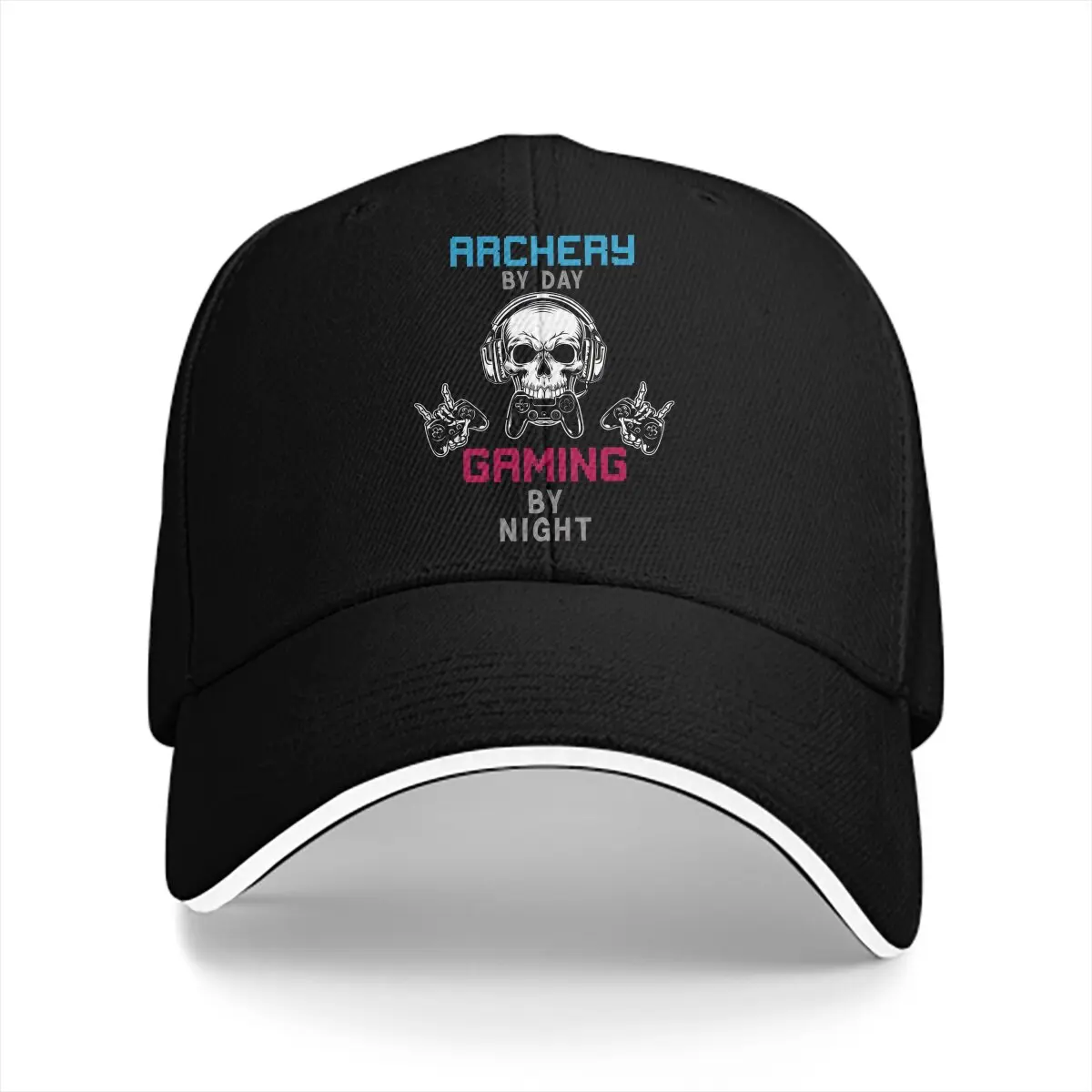 

Washed Men's Baseball Cap Archery By Day Gaming By Night Trucker Snapback Caps Dad Hat Archery Lover Golf Hats