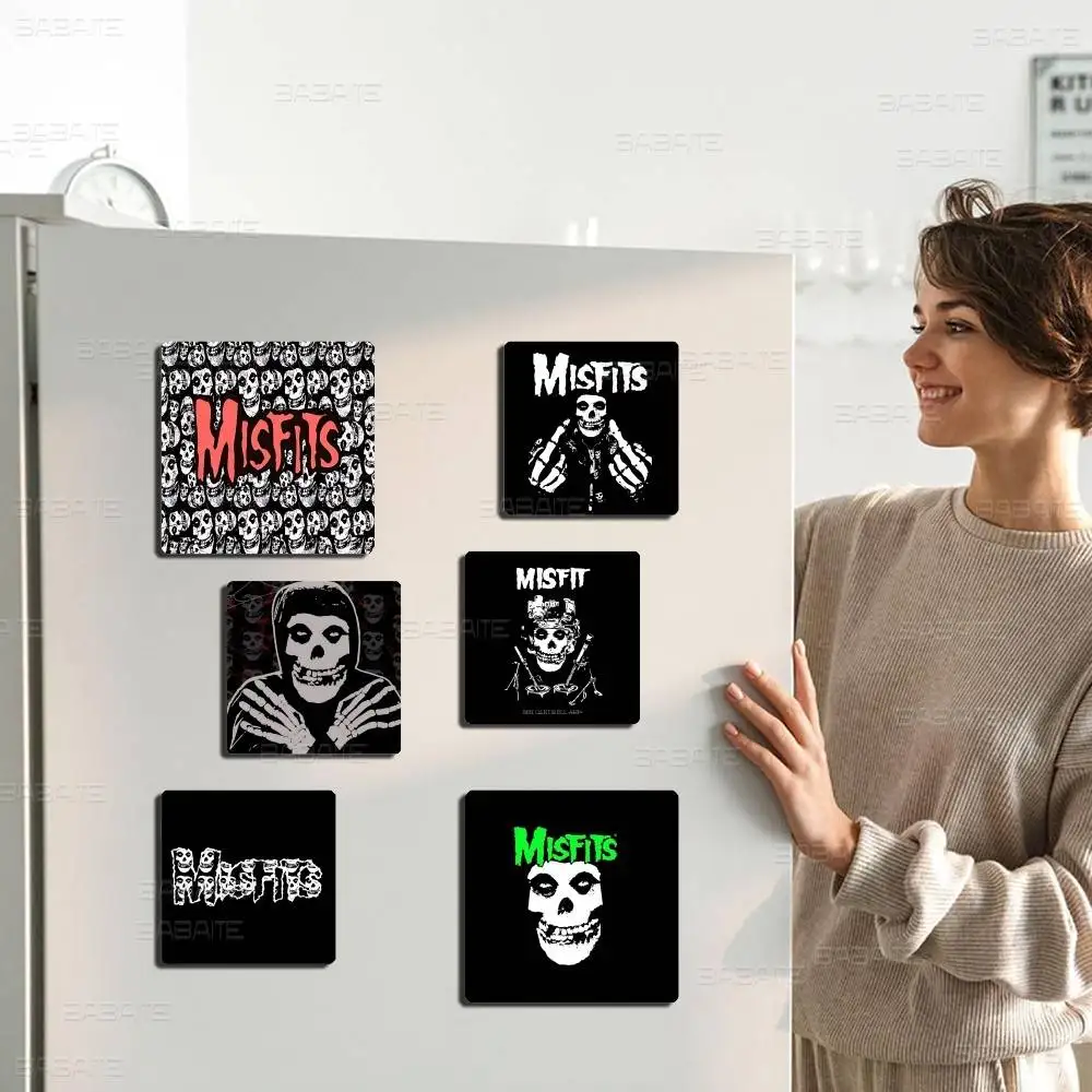 Band Misfits Fridge Magnet Creative Square Refrigerator Magnets Picture for Kitchen Office Whiteboard Home Decoration Gifts