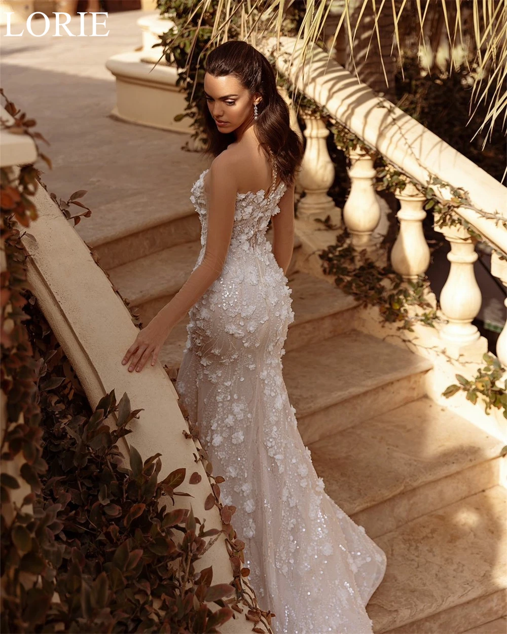 LORIE BOHO Lace Tulle Wedding Dresses Strapless Mermaid Beading Appliques Sweetheart Prom Gown Exquisite Bridal Gowns Customized