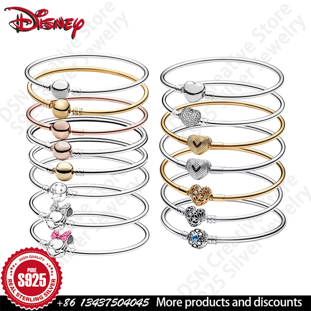 

S925 Silver Disney Series Women's Bracelet, Fashionable Heart And Minnie Mouse Design, Ideal Jewelry Gift For Women
