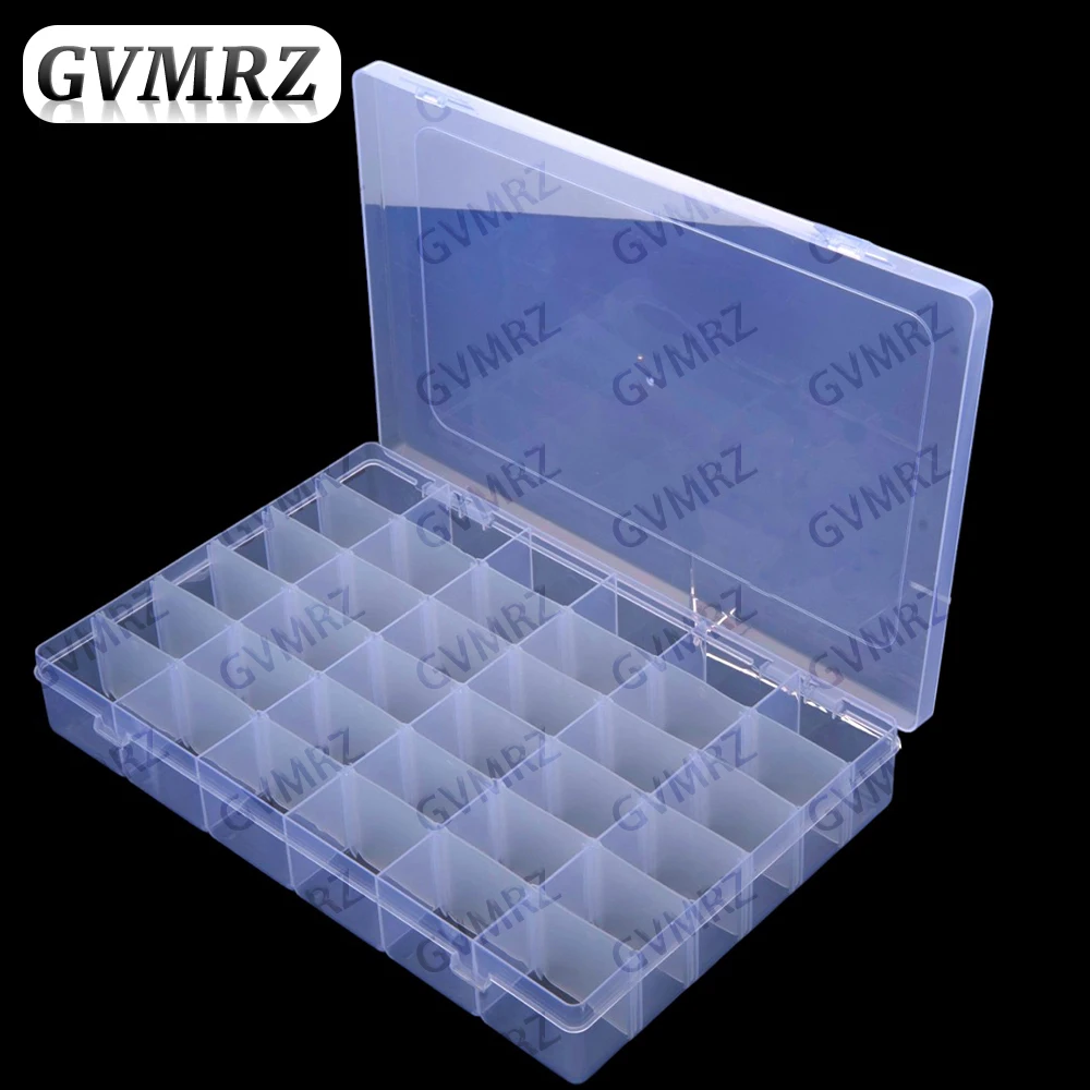  27.5x17.5x4.2mm 36 Compartments Clear IC Chip Organizer Box  Electronic Parts Container for Integrated Circuits 