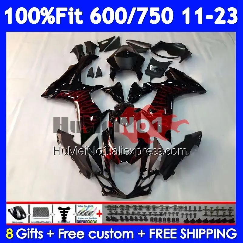 Fairing For SUZUKI GSXR 750 600 GSXR750 K11 106No.14 GSXR600 11 12 13 14 Red flames 15 16 17 2018 2019 2020 2021 2022 2023 2024