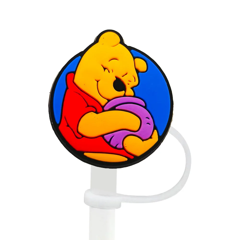 Niedliche Silikon-Strohhalm-Abdeckungen mit Winnie-Puuh-Motiv für 10-mm-Strohhalme, Strohhalmkappen für Glasbecher, passend für 30- und 40-Unzen-Becher mit Henkel, staubdicht, wiederverwendbar. – Detail 13