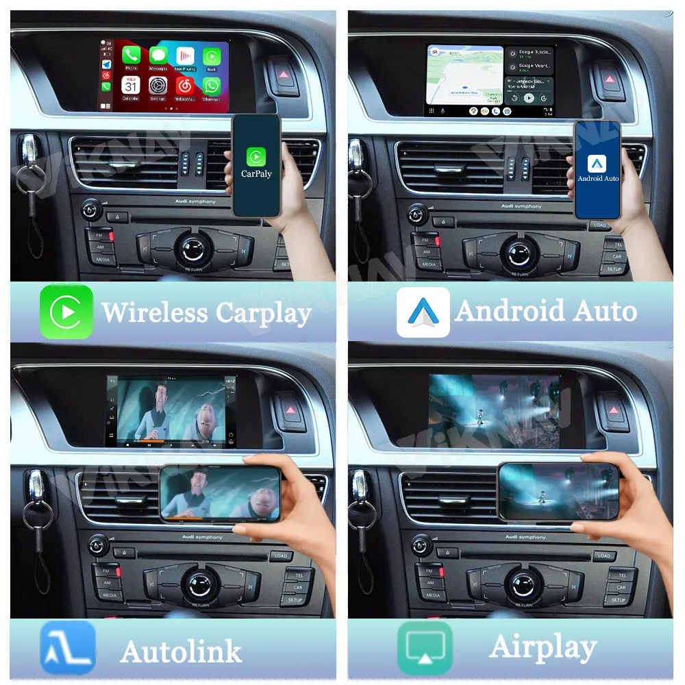 For Audi A1 A3 A4 A4L A5 A6 A7 Q3 Q5 Q5L Q7 Decoder Box OEM Car Screen Interface Android Auto GPS Wireless Carplay Box BT Stereo