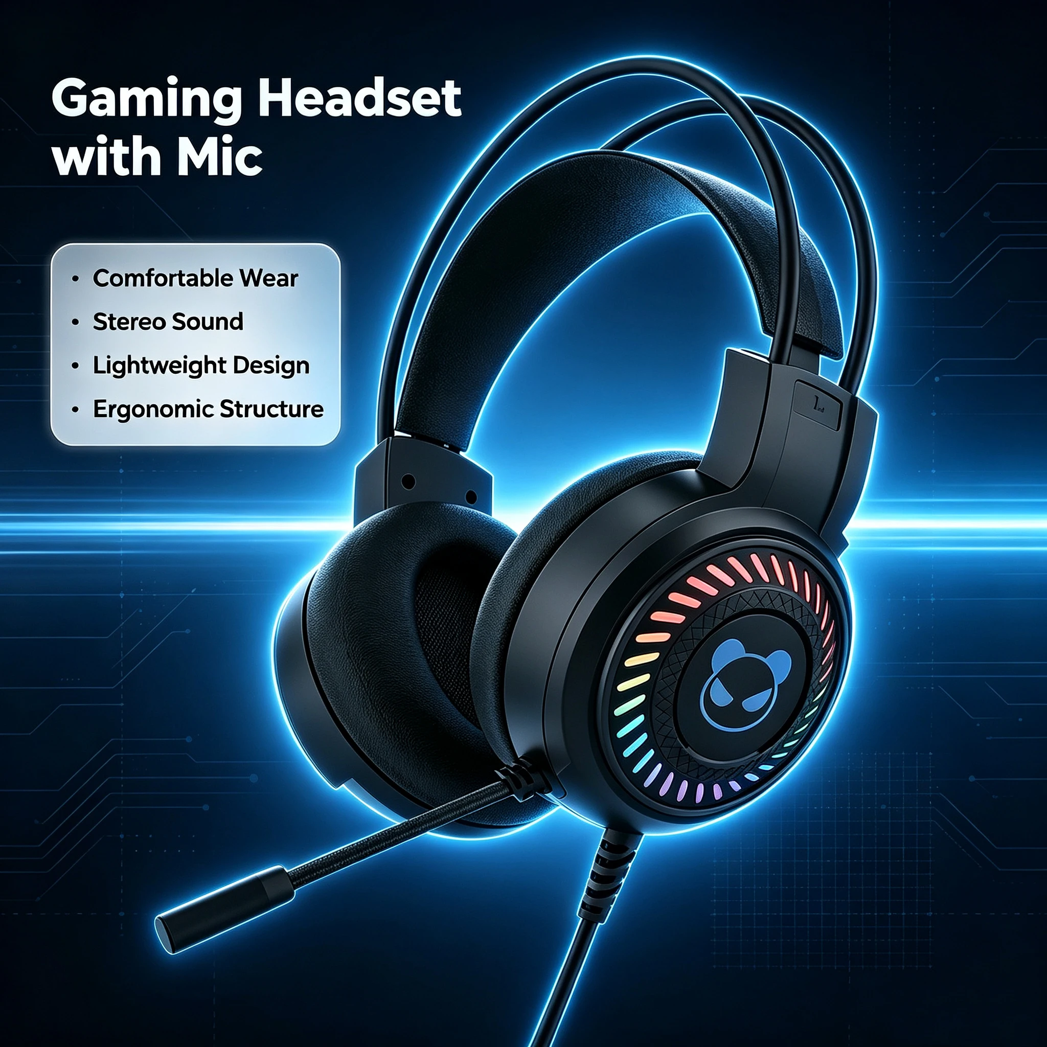 Gaming Console Vr Headset - ゲーミングヘッドセット 7.1バーチャルサラウンドサウンド、有線ヘッドホン、マイク付き、LEDライト、ノイズキャンセリング機能、折りたたみ式、PC用。