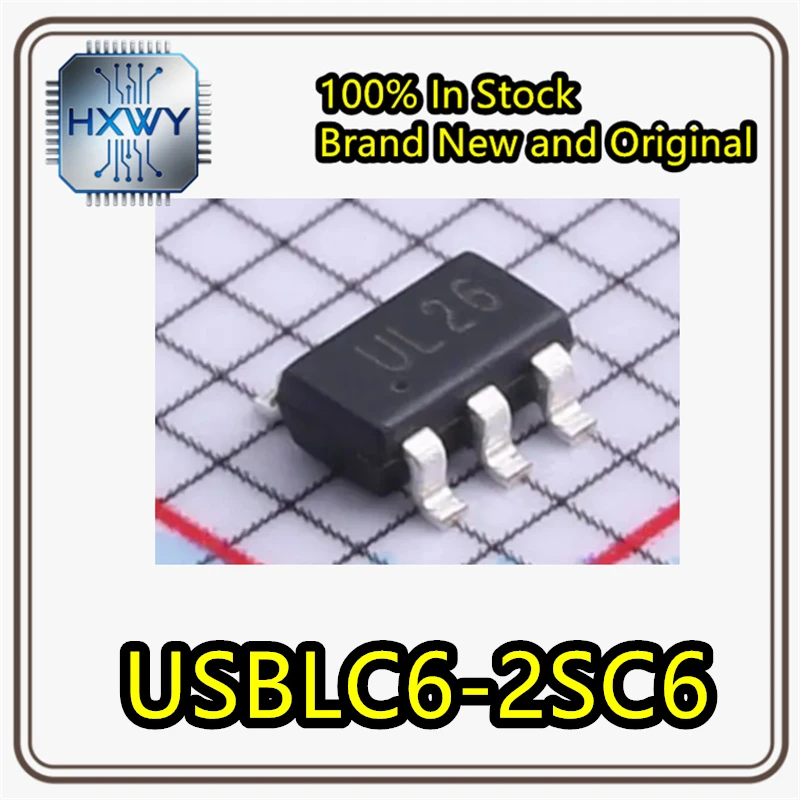 (100/500 Pieces) USBLC6-2SC6 UL26 SOT-23-6 Ultra-Low Capacitance ESD Protection Array - Brand New Original Stock Electronic Devi