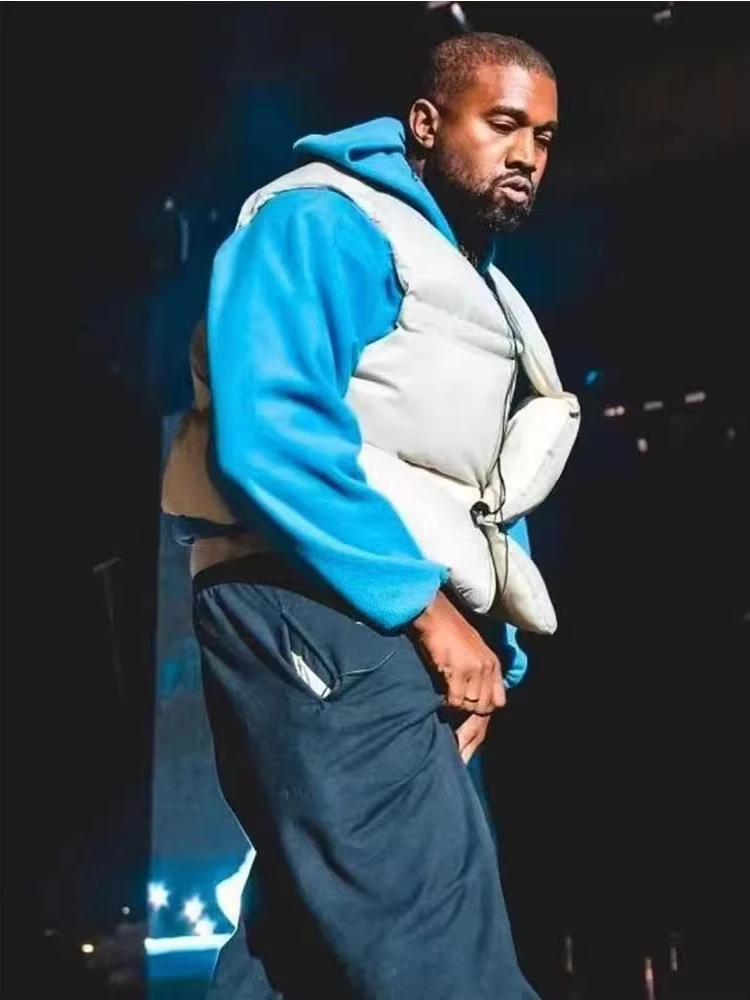 

Двусторонняя одежда Kanye West, хлопковый свободный жилет High Street Sle, молодежный модный зимний теплый воротник-стойка, цвет