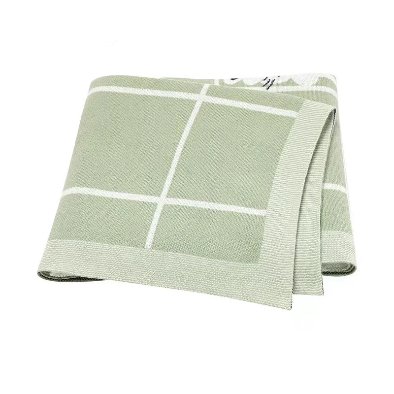 Cobertores De Malha De Bebê Para O Bebê, Cama De Carrinho De Criança, Colcha De Dormir, Envoltório De Swaddle Recém-nascido, Xadrez Macio, Moda Mensal, 100x80cm