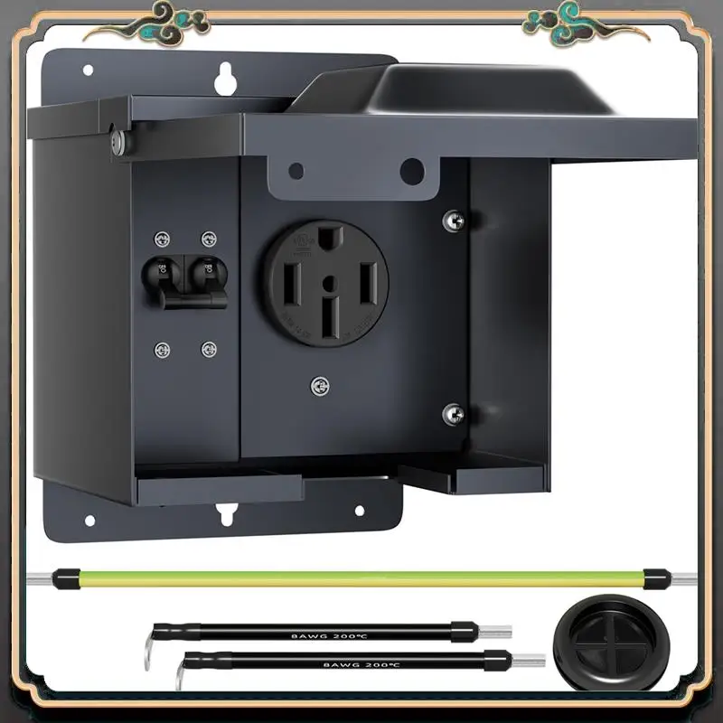 

M45K-50 Amp RV Power Outlet Box With Circuit Breaker Weatherproof 125/250V 14-50R RV Outlet Lockable Power Box For RV Durable