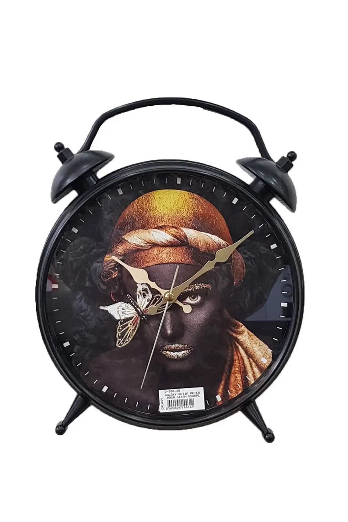 

Uras Alarm Clock Looking Authentic Black Women Patterned Wall/Desk Clock Wall Clock Creative Home Decor