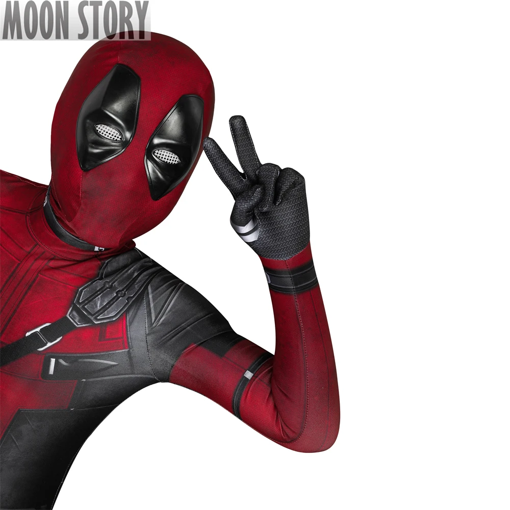 Children Deadp 3 Boy Cosplay Cosutme Wade Winston Wilson Red Jumpsuit Zentai Halloween Carnival 3D Print Bodysuit