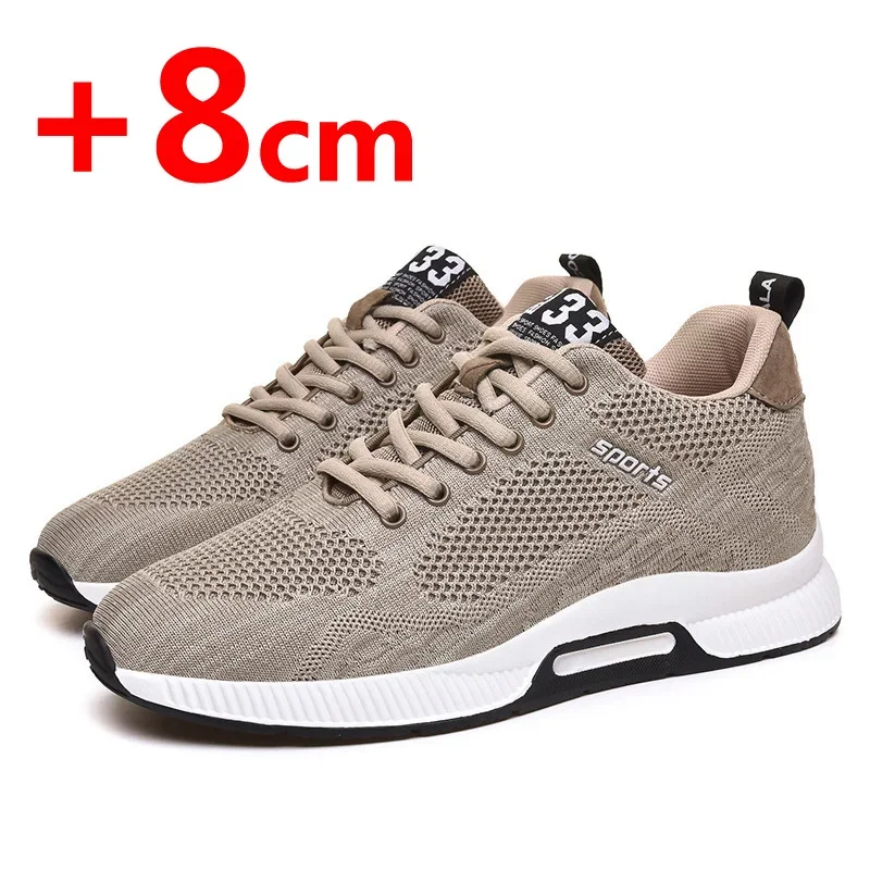 Men Sneakers Elevator Shoes Hidden Heels Breathable Heightening Shoes for Men Increase Insole 6CM Sports Casual Height Shoes