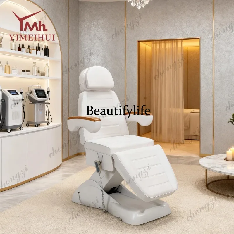 TTT Salon Furniture White 3 Motors Electric Cosmetic Treatment Massage Table Aesthetic Chair Electric Beauty Bed