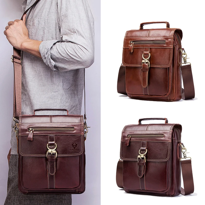 

Men's Genuine Leather Single-shoulder Bag Designer Retro Briefcase Large Capacity Fashion Casual Handbag