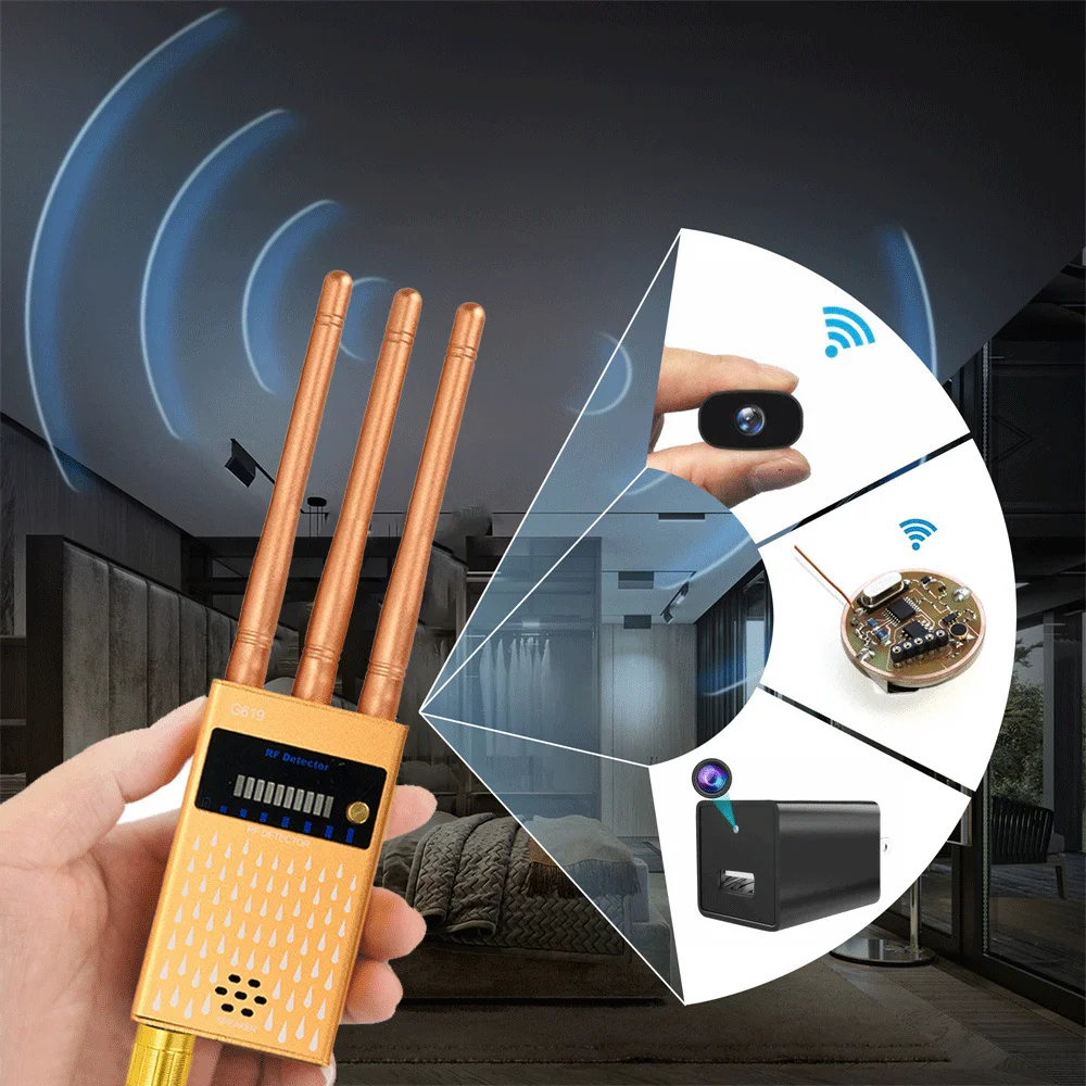 G319 Anti Spy RF Signal Detector,GSM Audio Bug,1.2/2.4GHz,5.8GHz Anti Listening Cameras,and Vulnerability Scanner With 3antennas