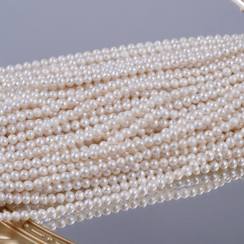 5strands 4-5mm Natural White Real Loose Beads Freshwater Potato Pearl Strand