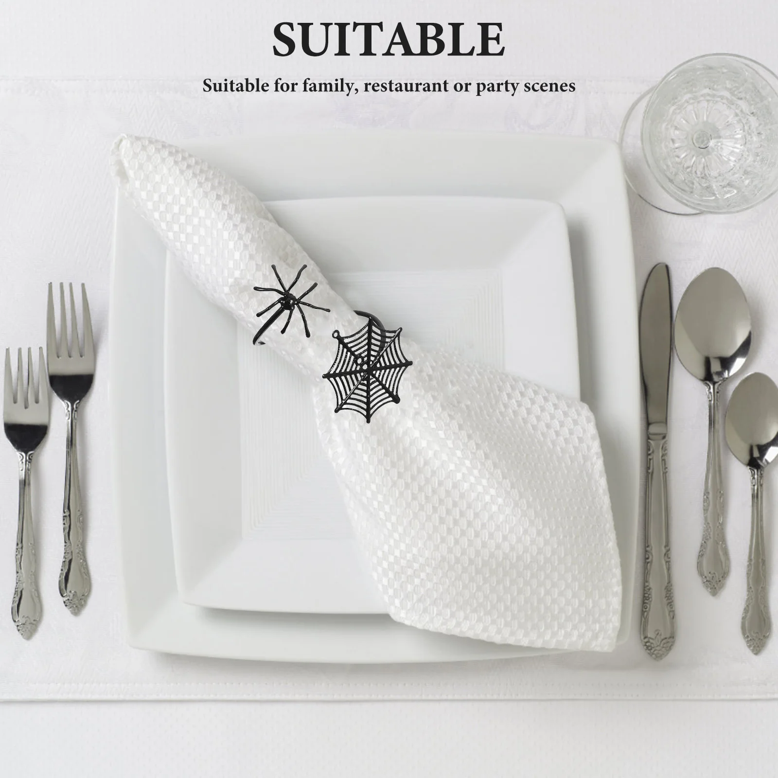 

6Pcs Halloween Spider Web Napkin Rings Black Serviette Buckle Ring Napkin Holder Dinner Party Table Decor Serviette Buckle Ring