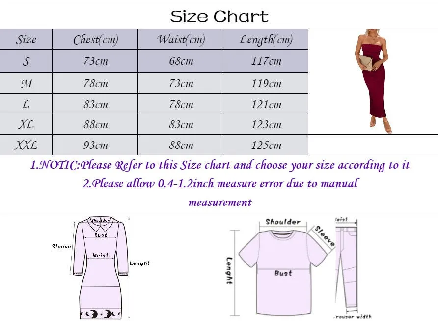 2024 Summer New Tube Top Slim Long Dresses Women Sexy Sleeveless Solid Color Package Hip Bodycon Slit Dresses Temperament Female