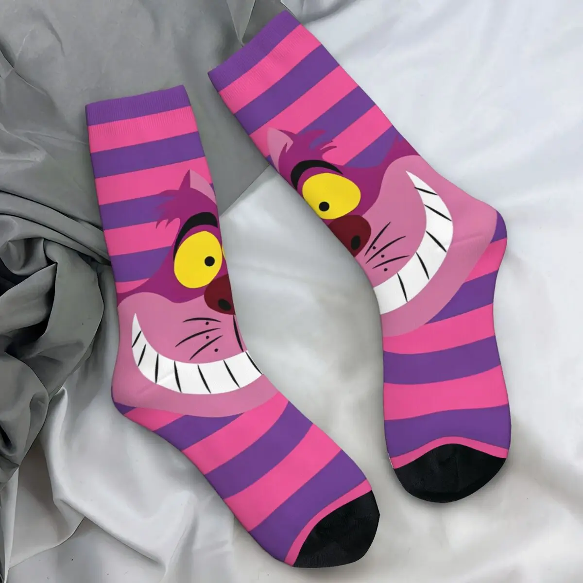 Cheshire Cat Alice In Wonderland Socks Harajuku Stockings Spring Anti Sweat Adults Socks Soft Breathable Pattern Running Socks