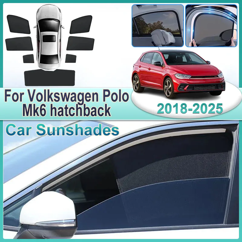 

Для Volkswagen Polo Mk6 2024: Аксессуары для хэтчбека 2018-2025 – Полностью сетчатые магнитные боковые солнцезащитные шторки/козырьки, автомобильные аксессуары