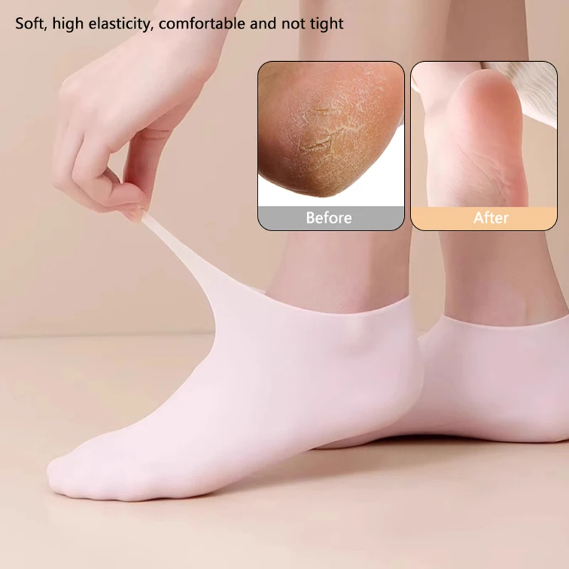 1 par de calcetines hidratantes de silicona para pies agrietados, calcetines de tratamiento de Spa para pies calcetines de Gel hidratante