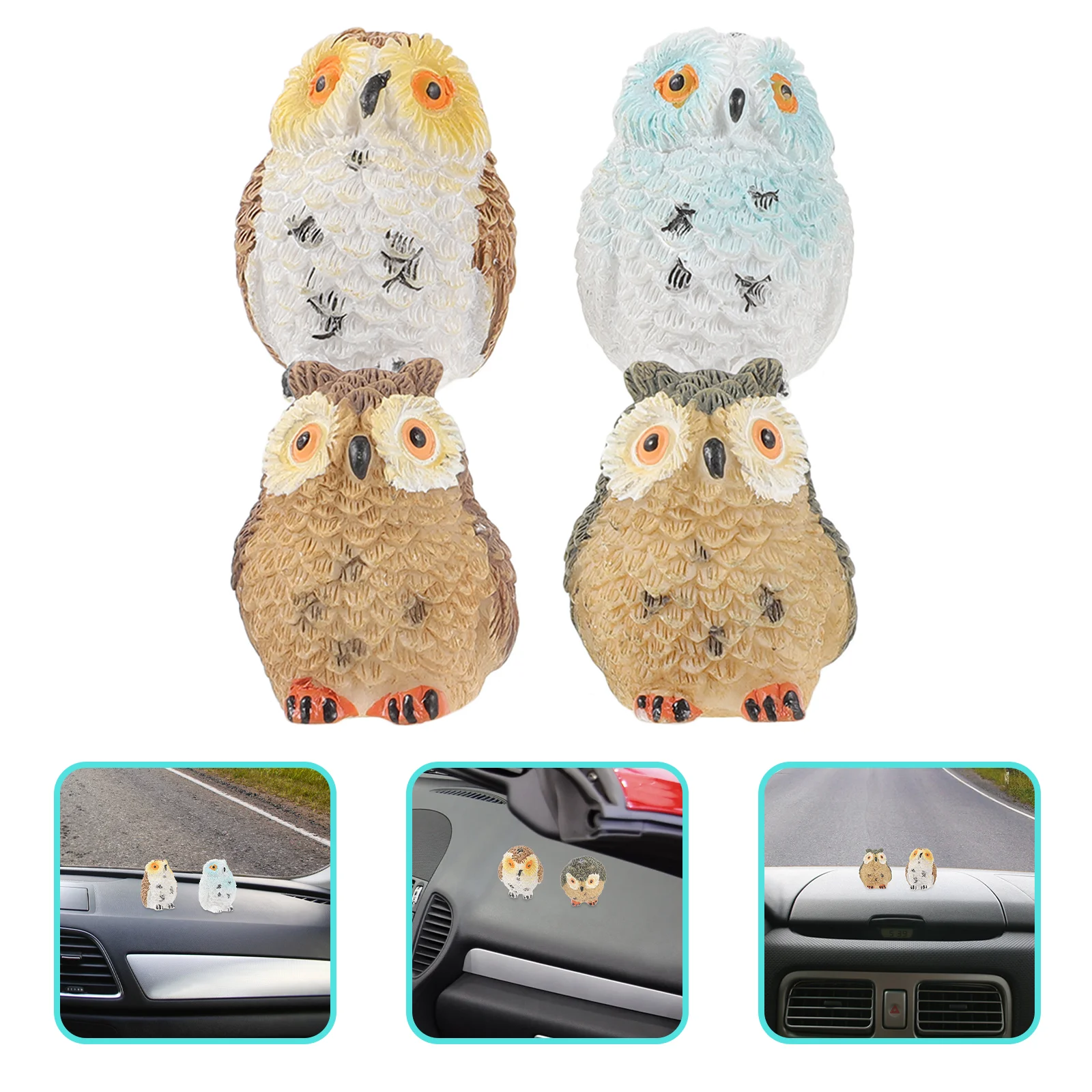 

4 PCS Animal Owl Decoration Miss Mini Toys Figurine Garden Resin Micro Landscaping