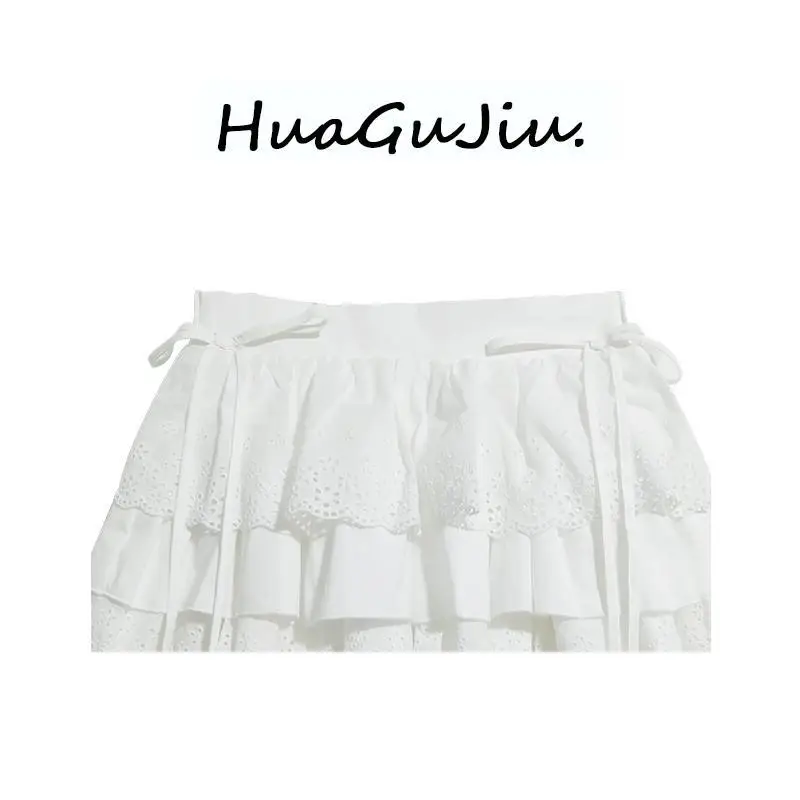 Women's Cake Puff New Heavy Industry Bow Straps High Waist Lace Skirts