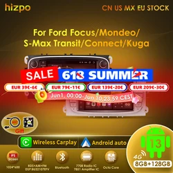 Hizpo Car Android CarPlay Radio Multimedia Player For Ford Focus S-Max Mondeo 9 Galaxy C-Max GPS Navigation Video NO DVD 2din 7