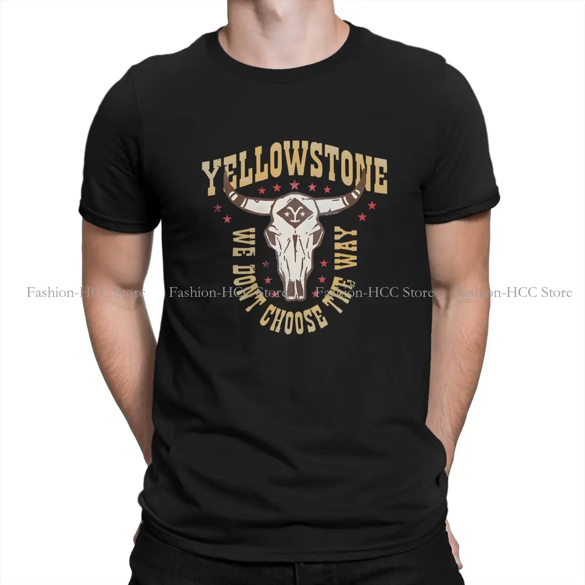 Yellowstone Dutton Ranch Cattle Skull We Don't Choose The Way Logo T Shirt Polyester Punk Men Tees Summer Clothing TShirt