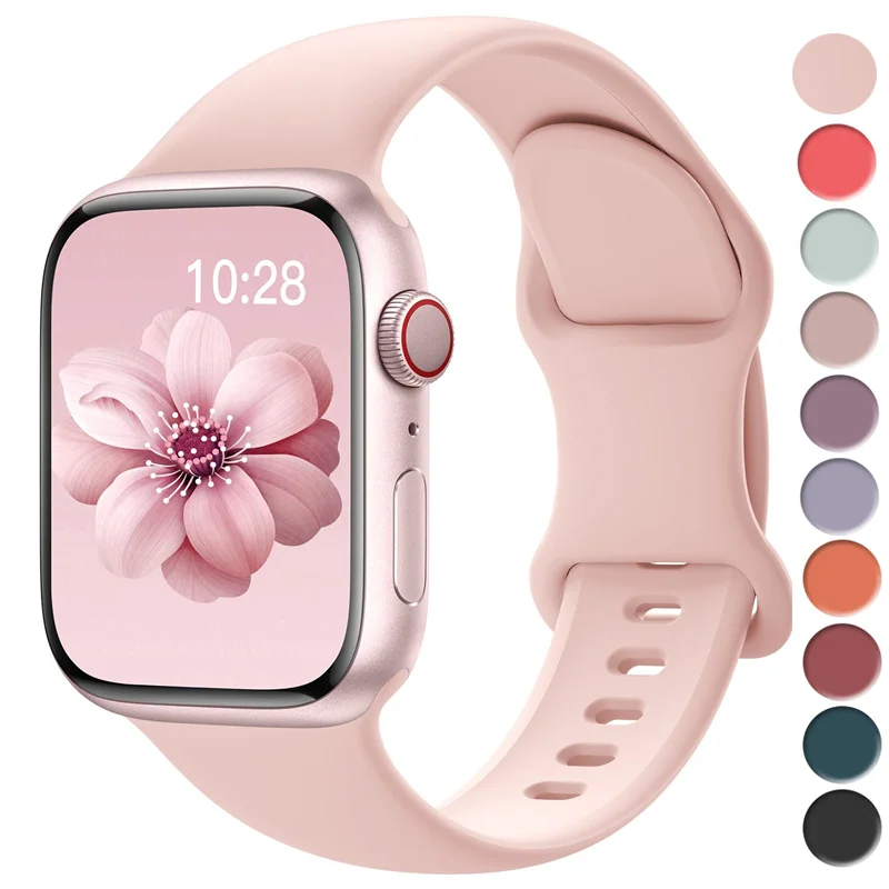 ซิลิโคนกีฬาสําหรับ Apple Watch Ultra 49mm Series 9-8-7 41 มม.45 มม.Correa 44 มม.40 มม.สร้อยข้อมือกันน้ํา iWatch 6 5 4 SE สายคล้อง