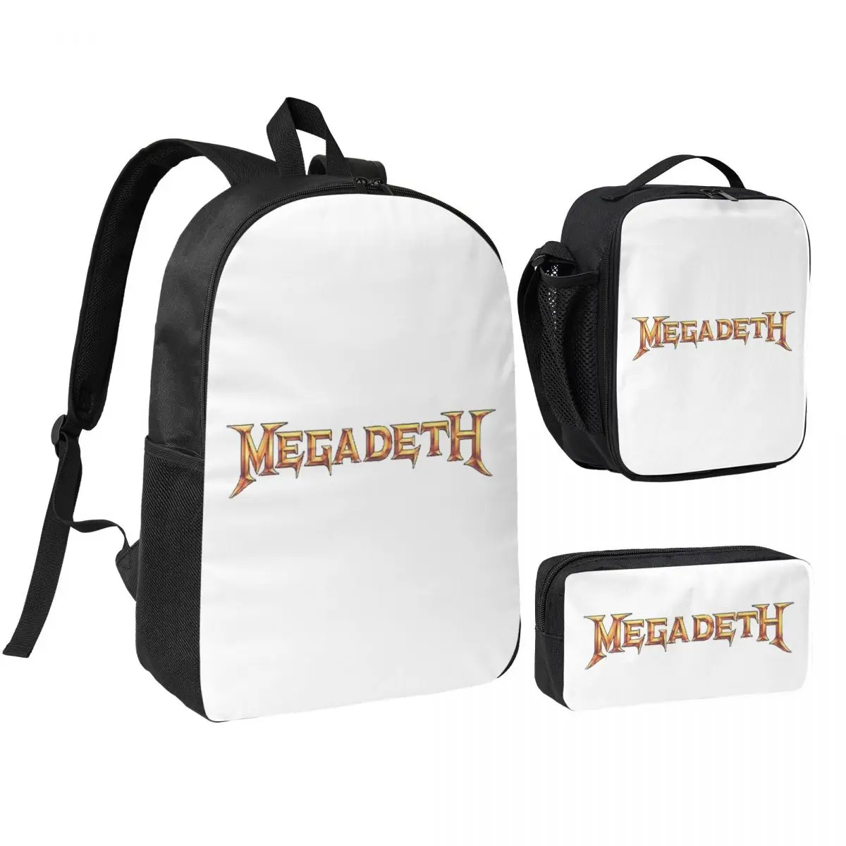 

Megadeths Logo Backpack Student Boys Girls BookBag School Bag Computer Shoulder Bags 3ps Insulated Lunch Bag Pencil Case