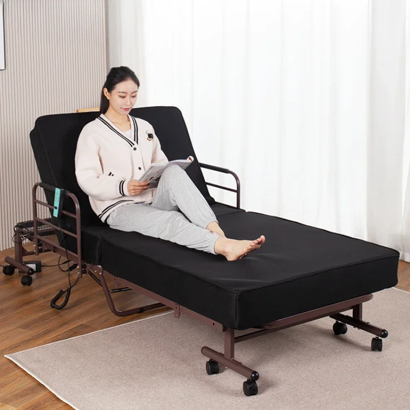 Electric Folding Bed Senior Home Elderly Remote Control With Fence Handle Get Up Back Flexion Legs