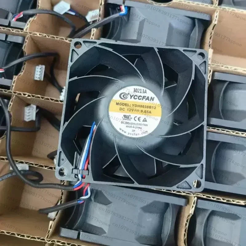 1pcs for YDH8038B12 8CM Cooling Fan 12V 0.65A High Rotation Double Ball Bearing PWM Temperature Control Alarm 8038