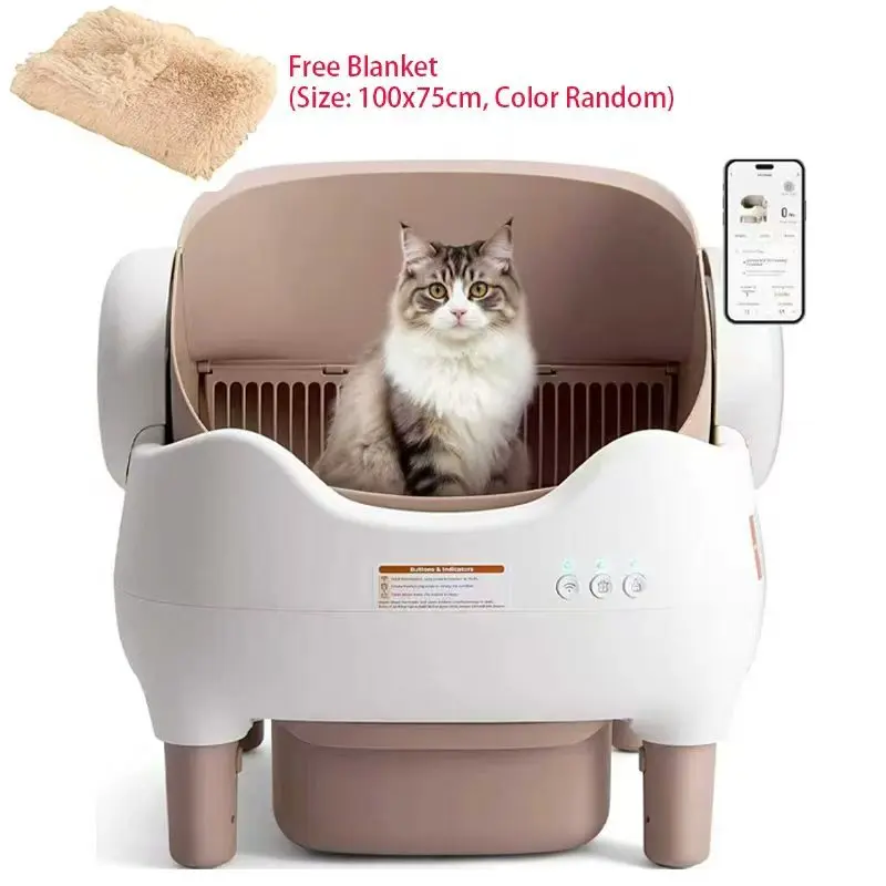 

Automatic Self Cleaning Cat Litter Box with APP Control, Large Waste Bin, Open-Top, Cat Toilet Cat Bedpans for Multiple Cats