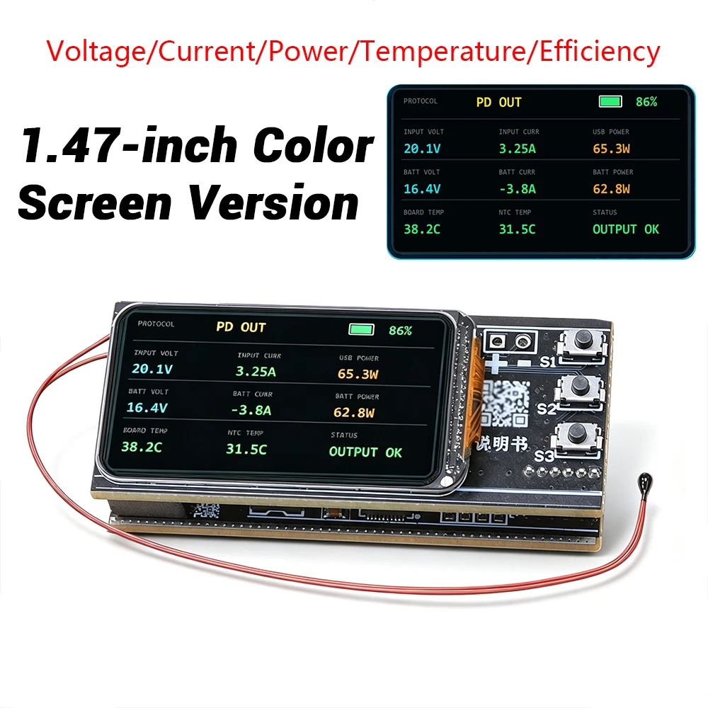 PD140W Schnelllade-Modul 65W-140W 2-6S Li-Ion LiFePO4 TFT-Bildschirm DIY Powerbank Schnelllade-Board IP2366 Buck-Boost-Modul – Detail 1
