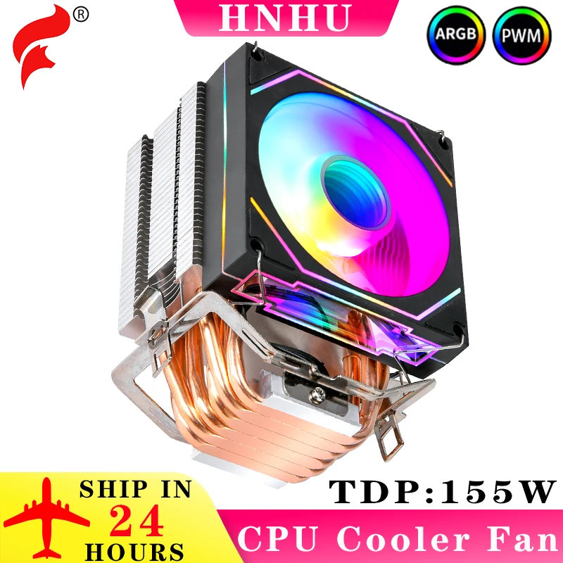 

HNHU AMD AM4 Cooler Compatible LGA2011 2066 1700 115X 1200 18XX PC X79X99 Air-cooled Processor 2/4/6 Heat Pipe CPU Fan ARGB mute