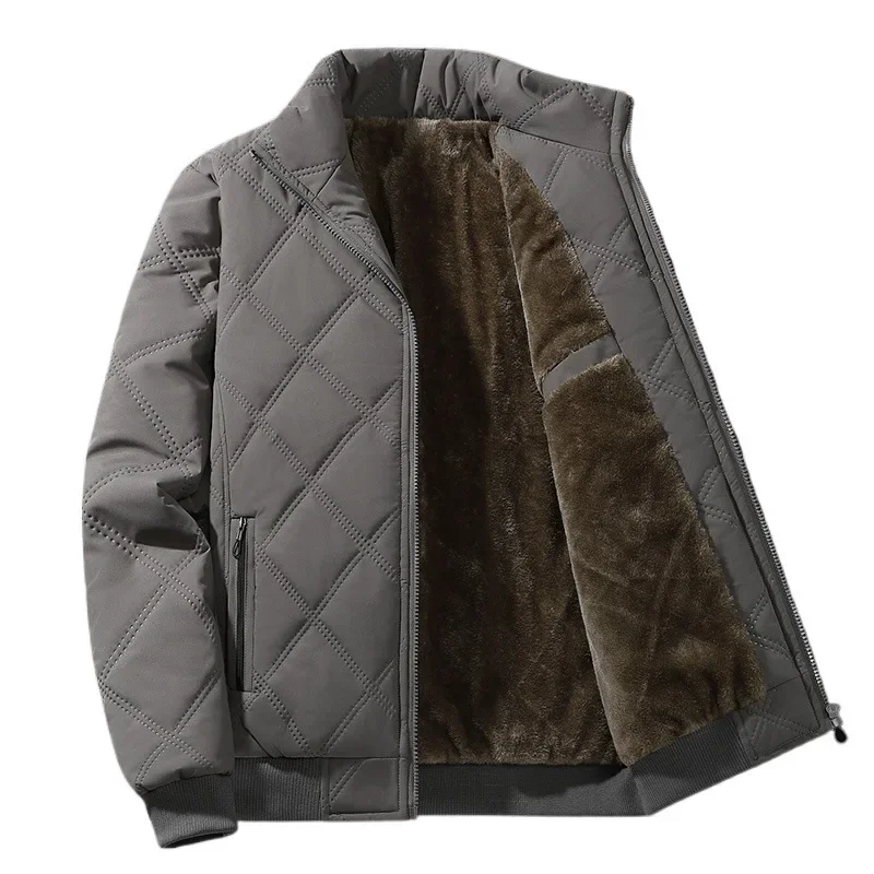 سترة سميكة مبطنة بالصوف مزدوجة الصدر بتصميم قياسي للأسفل لمتوسطي العمر وكبار السن 2025 لون جديد 2568 مرآة متقاطعة... #5