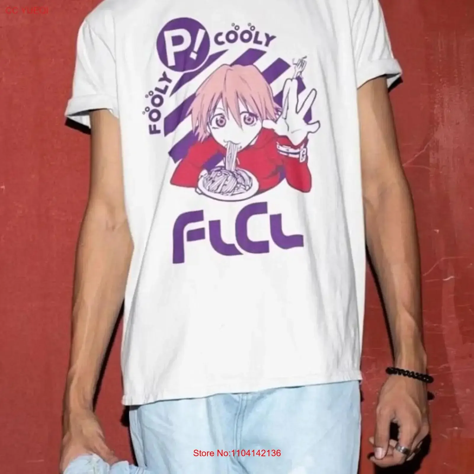 Haruko Haruhara Camiseta flcl fooly cooly anime ropa vintage Lavado Moda elegante Estirado Ropa de diseñador versátil