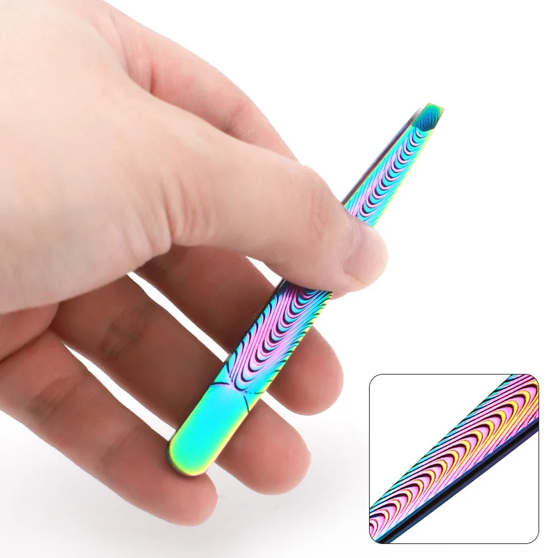 High Precision Stainless Steel Hair Removal Tweezers, Fish Pattern Anti Slip Slanted Eyebrow Clip, Eyelash Grafting Makeup Tool