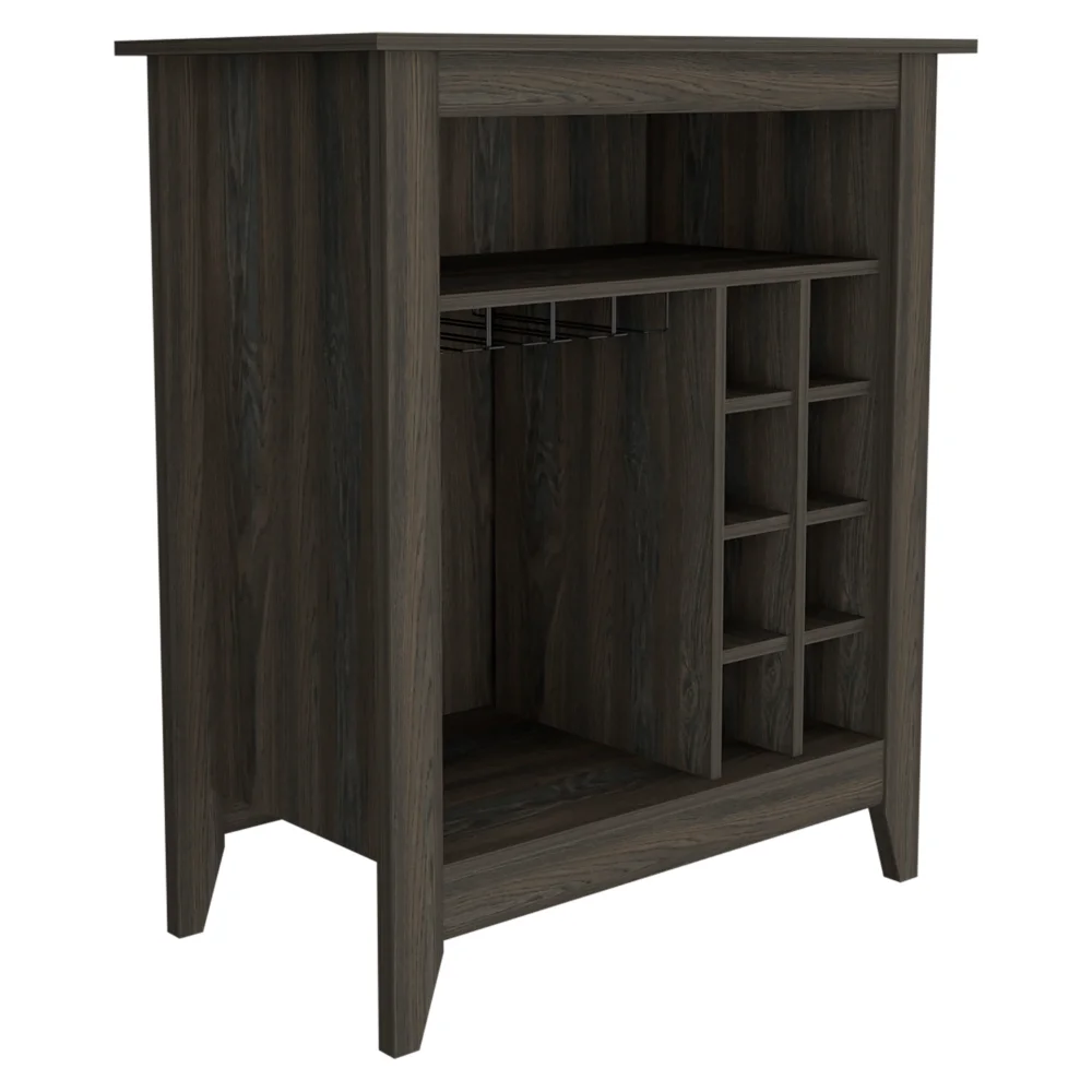 Bar Cabinet One Open Drawer One Open Shelf Carbon Espresso Wine Rack Hanging Glass Holder Storage Shelves Wine Storage Home Bar