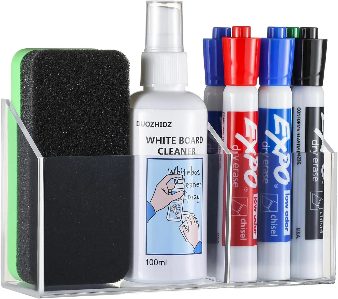 

Acrylic Magnetic Marker Holder for Whiteboard, Fridge, Office - Non-Slip, 5.9x3.5x2 inches