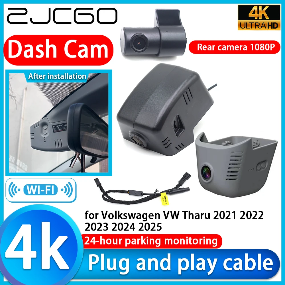 Cámara para Auto Volkswagen VW Tharu 2021 2022 2023 2024 2025, DVR 4K, Cámara de Tablero 2160P con Lente Sony, Grabación de Video con Monitoreo 24h